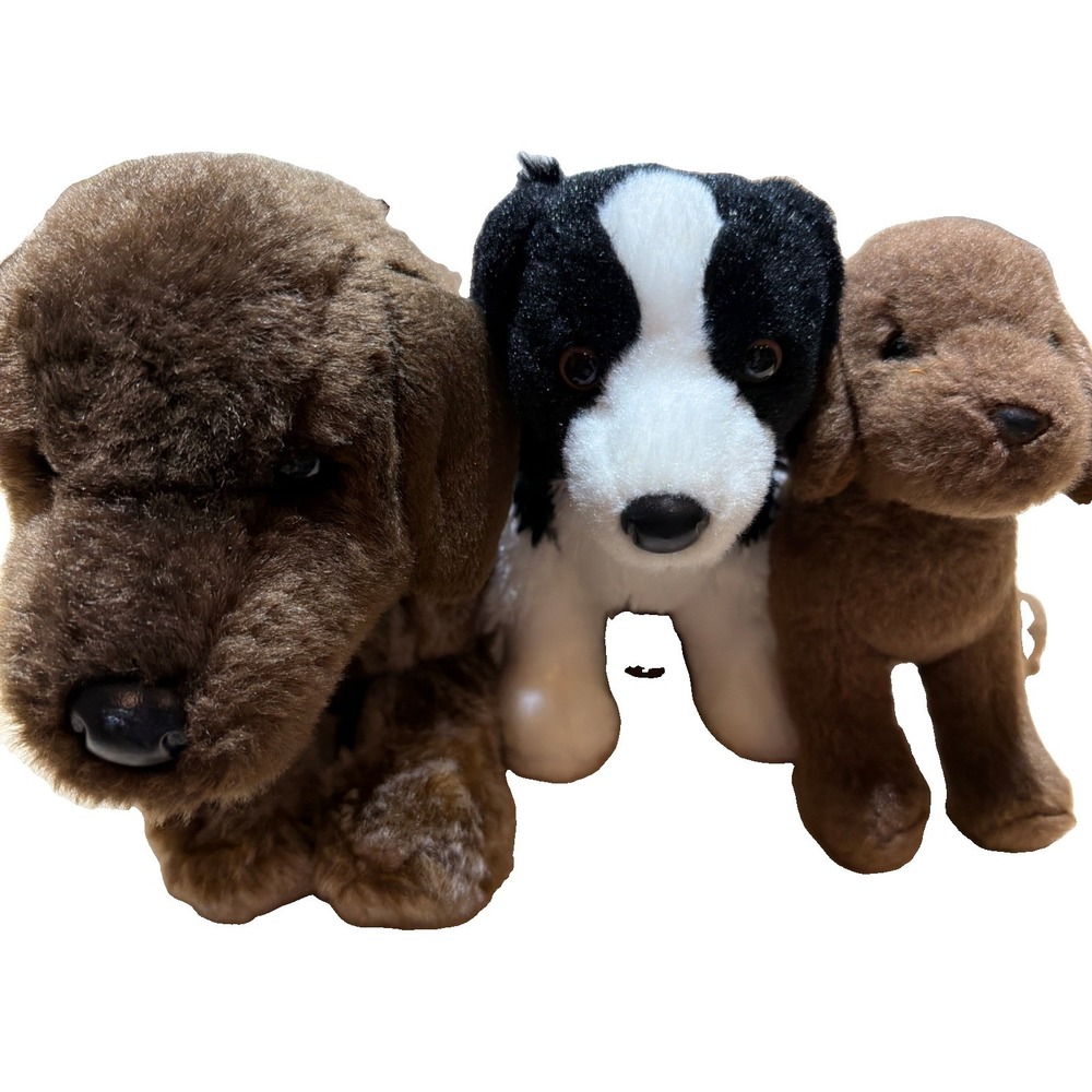 Douglas Cuddle Toys Plush Dogs Lot of 3 Brown Black White Stuffed Animals  5378